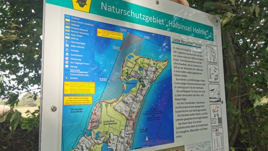 Hinweistafel "Naturschutzgebiet Halbinsel Holnis"